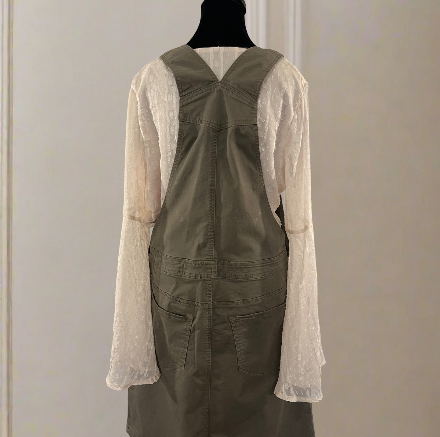 Classic Army Green Jean Pinafore Dress
