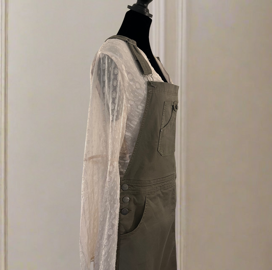 Classic Army Green Jean Pinafore Dress