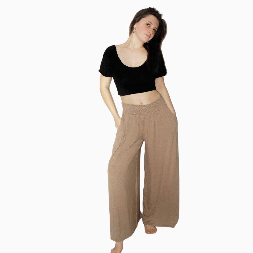 TAUPE MAXI PALAZZO PANTS