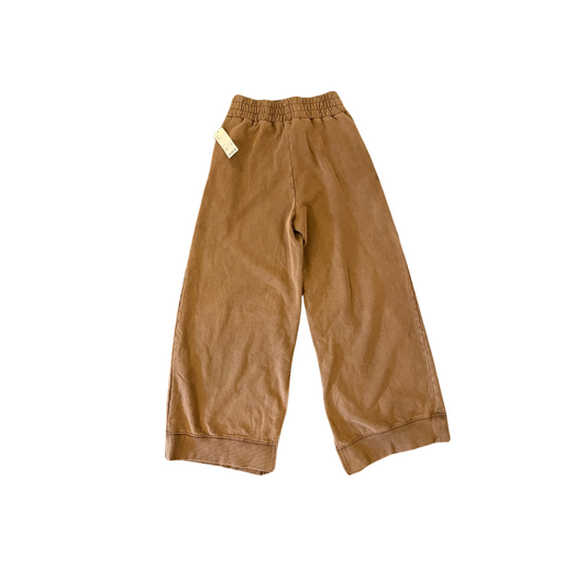 Brown Wide Leg Split Hem Sweatpants