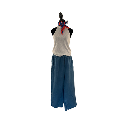 Retreat Linen Blue Wide Leg Pant