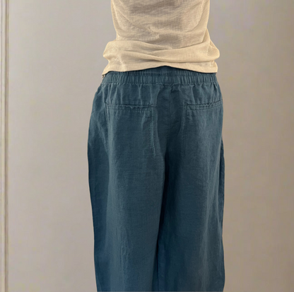 Retreat Linen Blue Wide Leg Pant