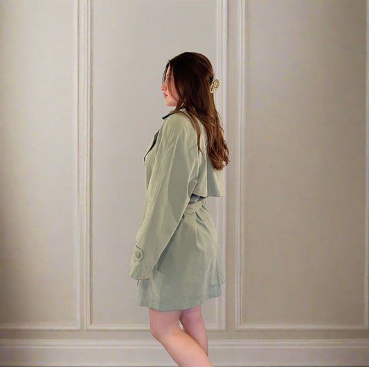 Sage Green Belted Trench Coat