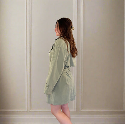 Sage Green Belted Trench Coat