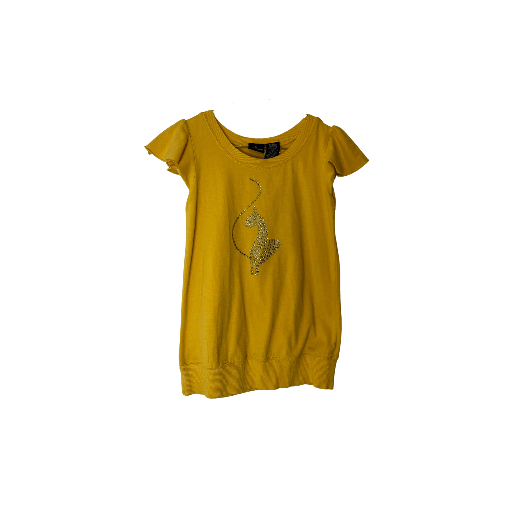 Rhinestoned Yellow Tank with Cat - Chasing Change