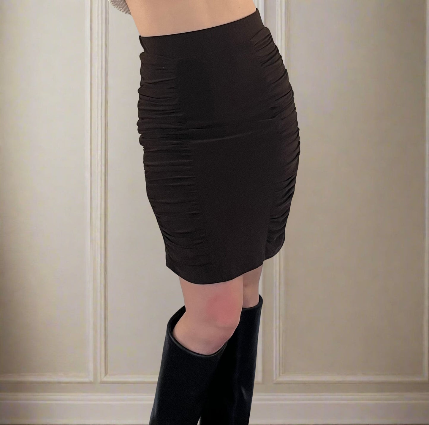 Brown Ruched Bodycon Skirt