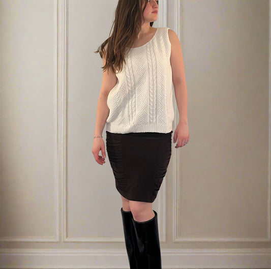 Brown Ruched Bodycon Skirt