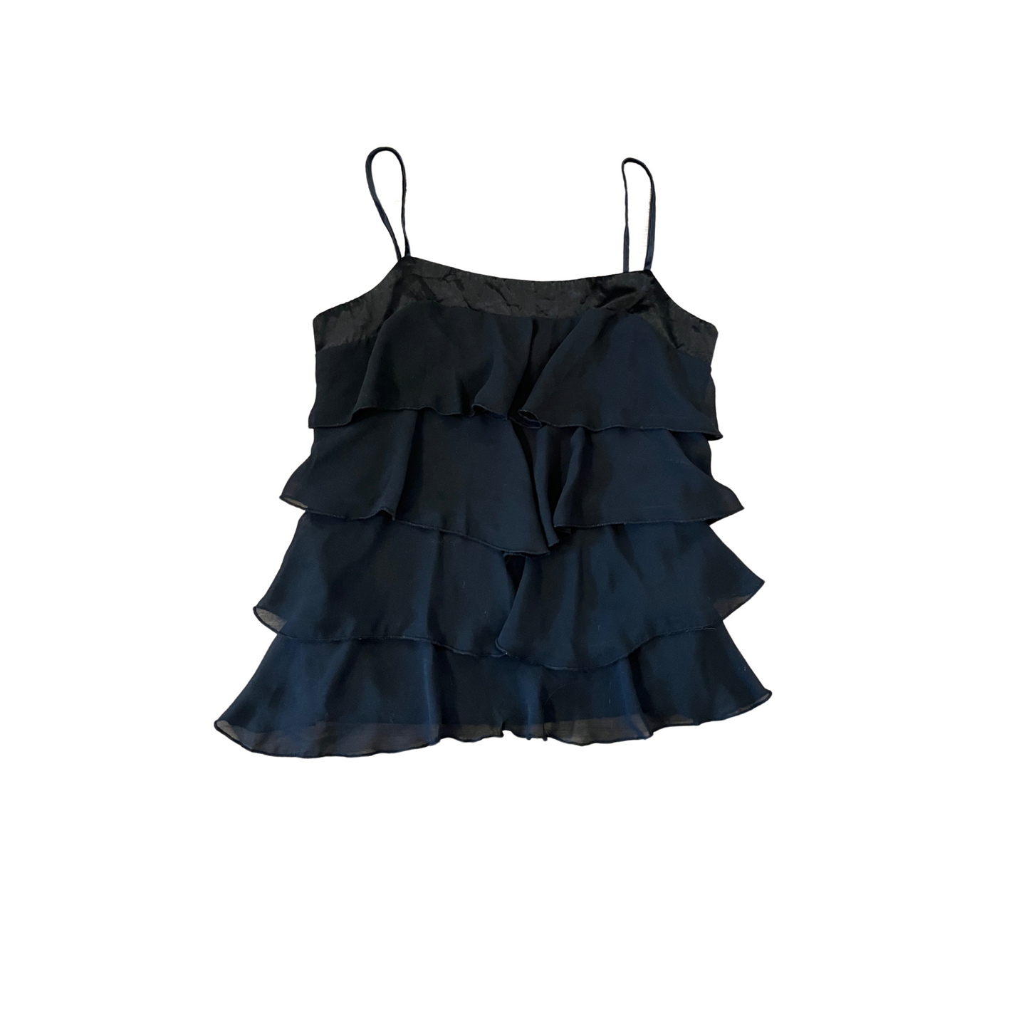 Black Sleeveless Ruffled Top