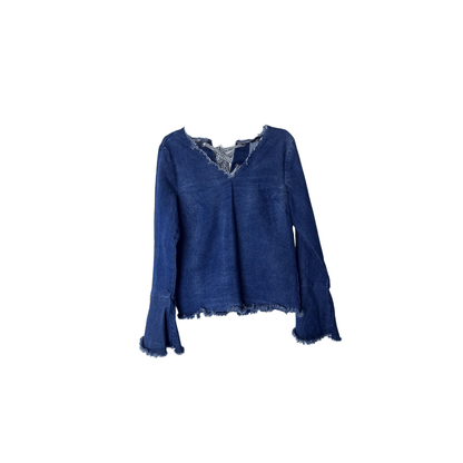 Denim Ruffle Sleeve Top, Small