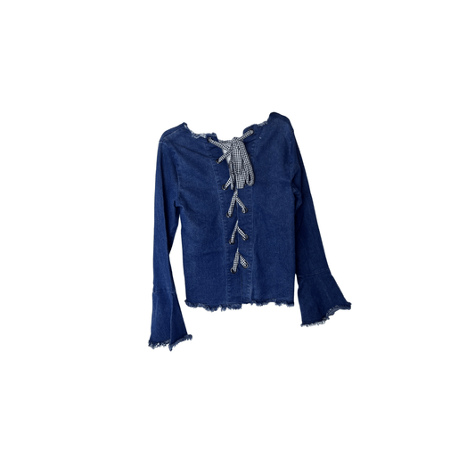 Denim Ruffle Sleeve Top, Small