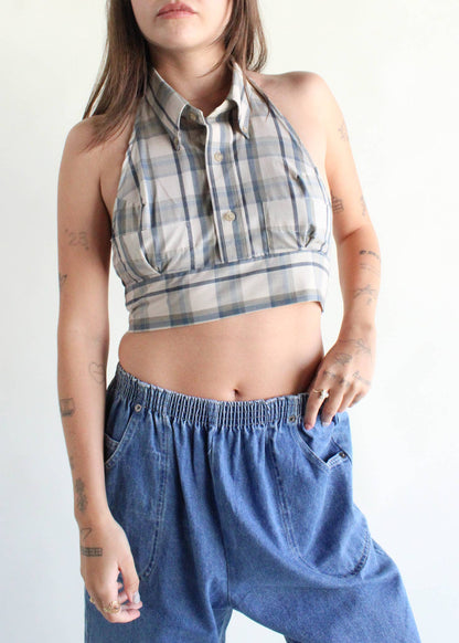 Recycled Plaid Halter Top