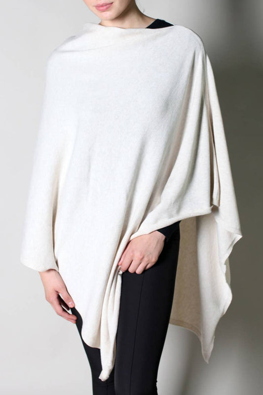 Organic Poncho Sweater Knit Pullover: Ivory Dove White / Classic