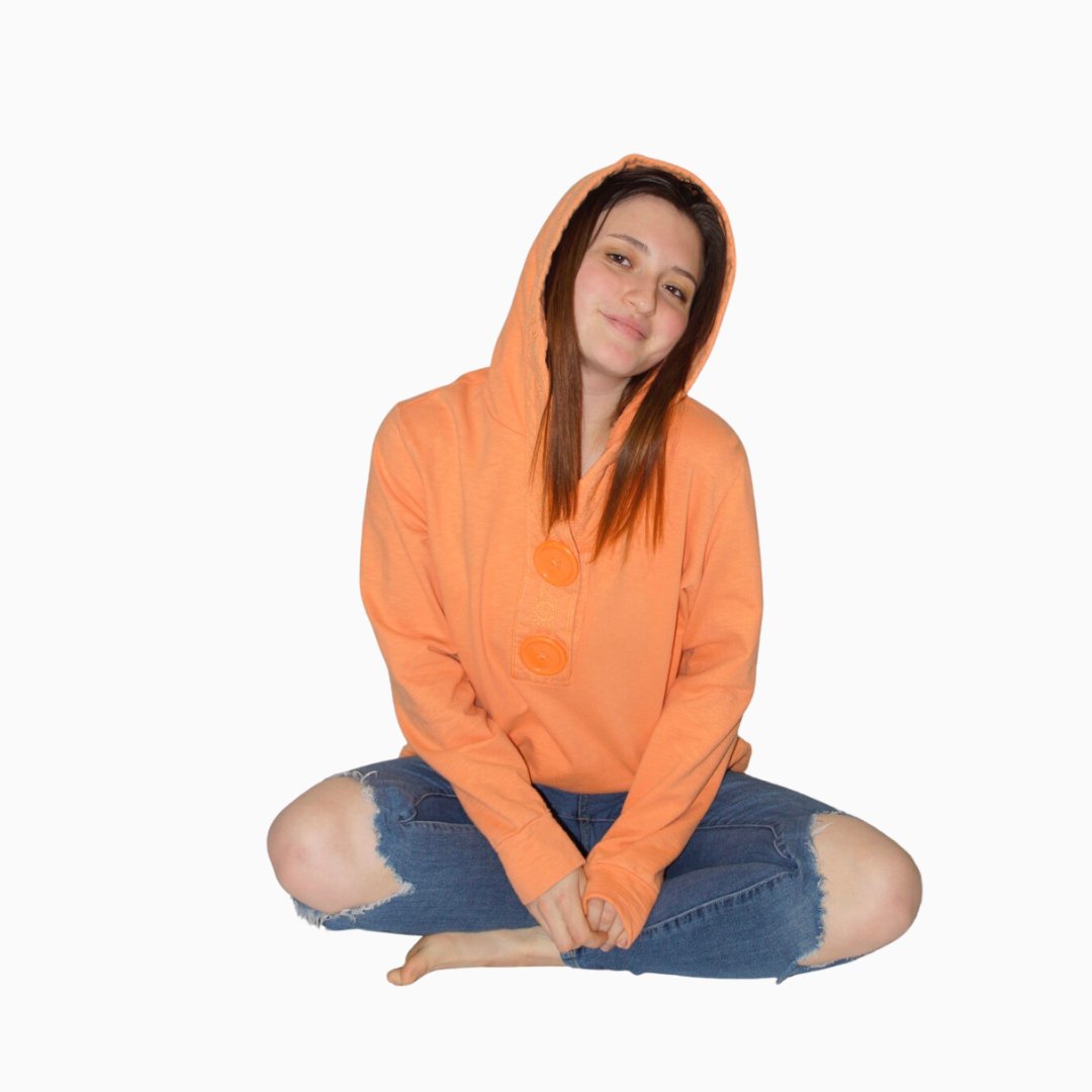 LARGE ORANGE BUTTON SWEATSHIRT