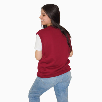 EMBROIDERED INDIANA RED SLEEVELESS SHIRT