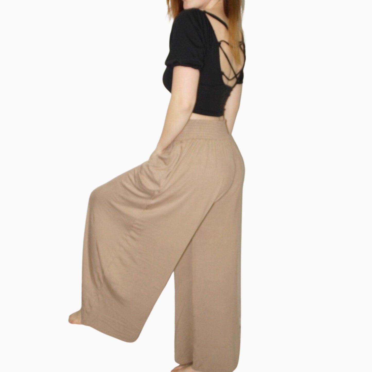 TAUPE MAXI PALAZZO PANTS - Chasing Change