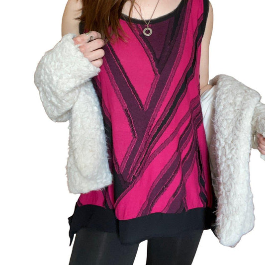 PINK AND BLACK ABSTRACT TANK TOP - Chasing Change