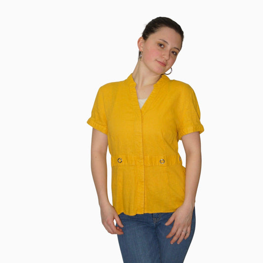 YELLOW BLOUSE WITH CIRCULAR DEISGNS - Chasing Change