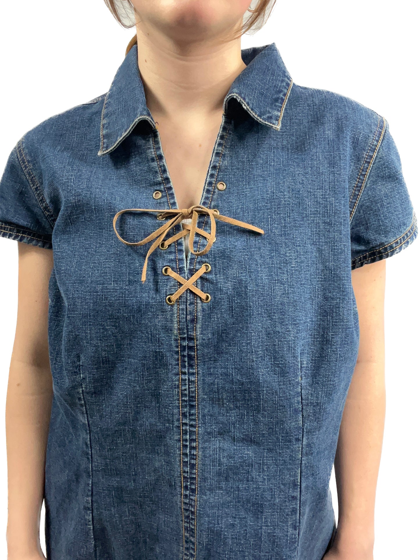 DENIM TIE UP JEAN DRESS