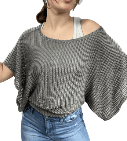 SLOUCHY MESH GREY TOP - Chasing Change