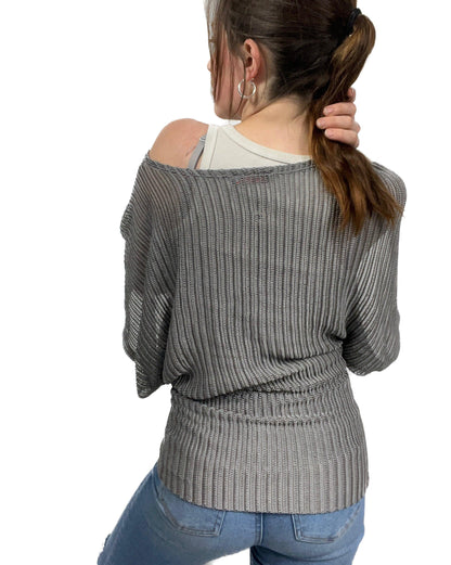 SLOUCHY MESH GREY TOP - Chasing Change