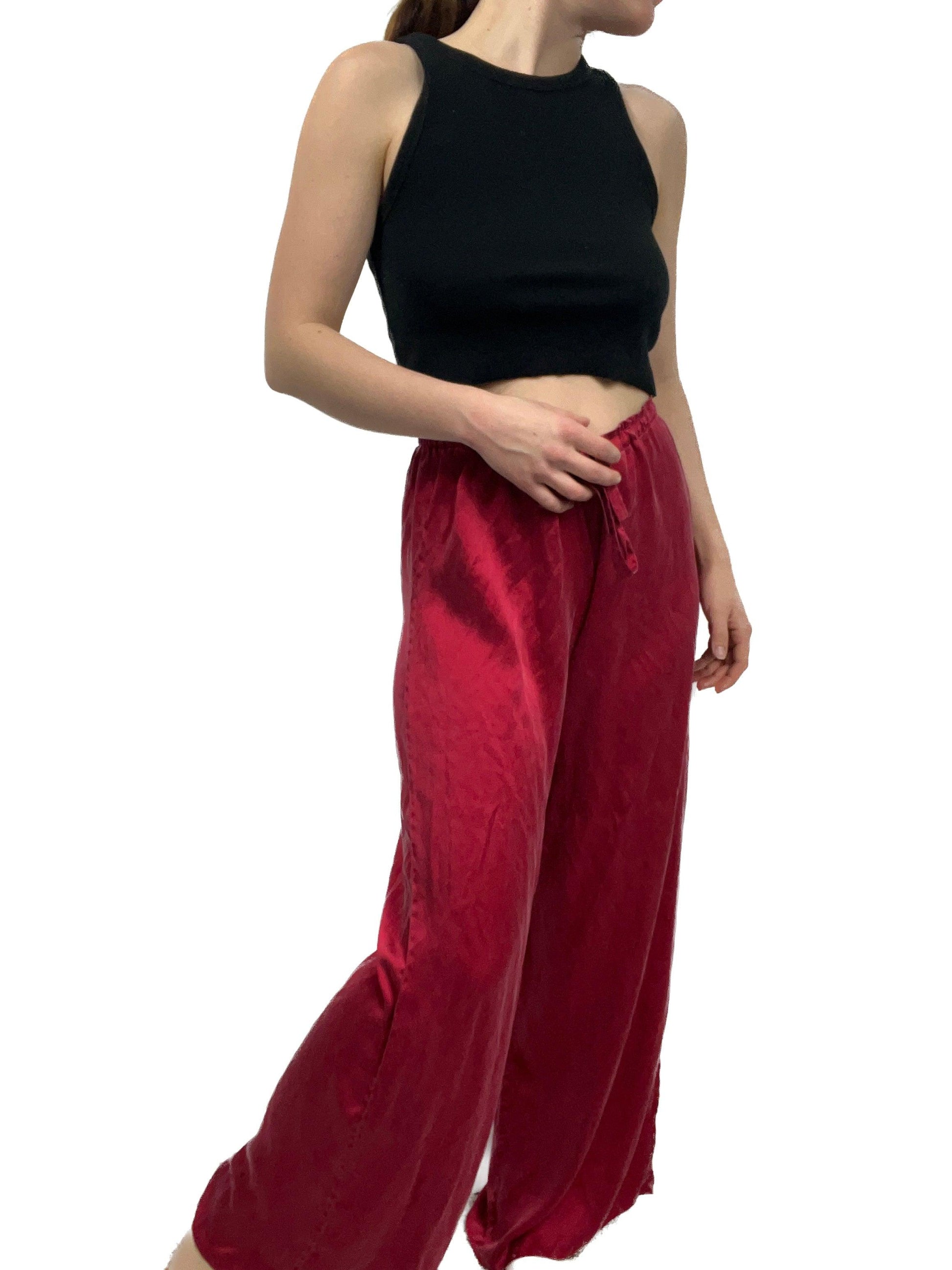 LUXURIOUS SILK RED PANTS - Chasing Change