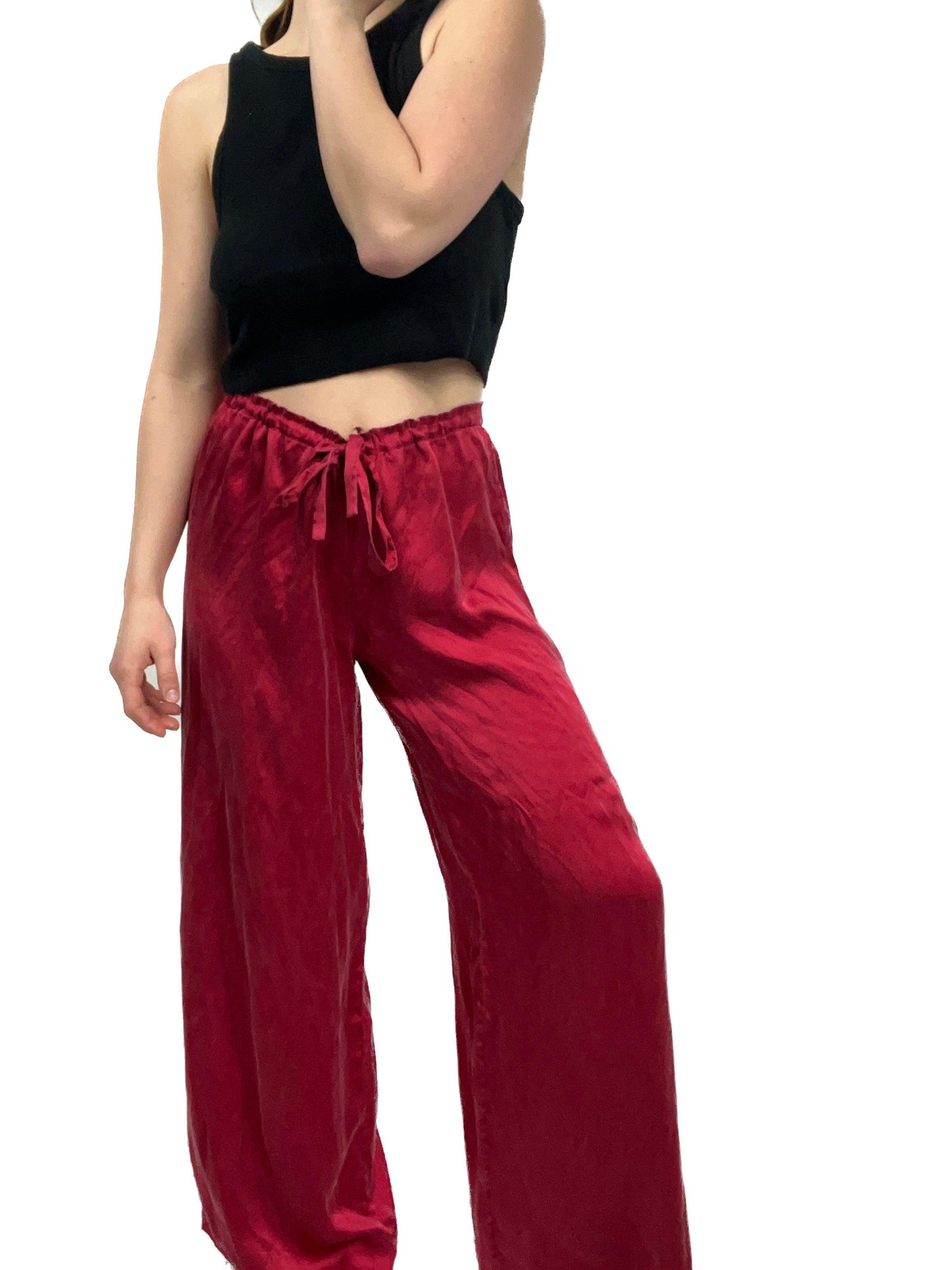 LUXURIOUS SILK RED PANTS - Chasing Change