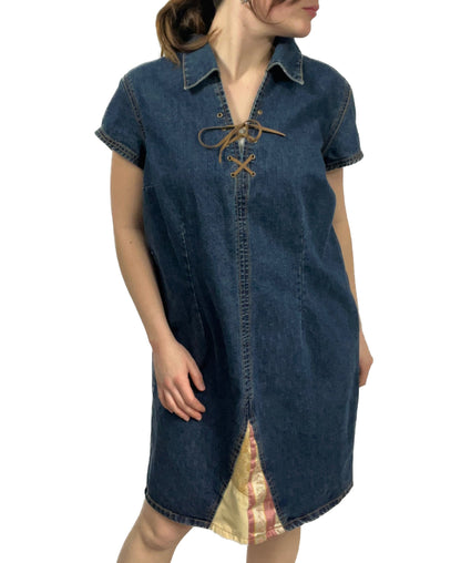 DENIM TIE UP JEAN DRESS